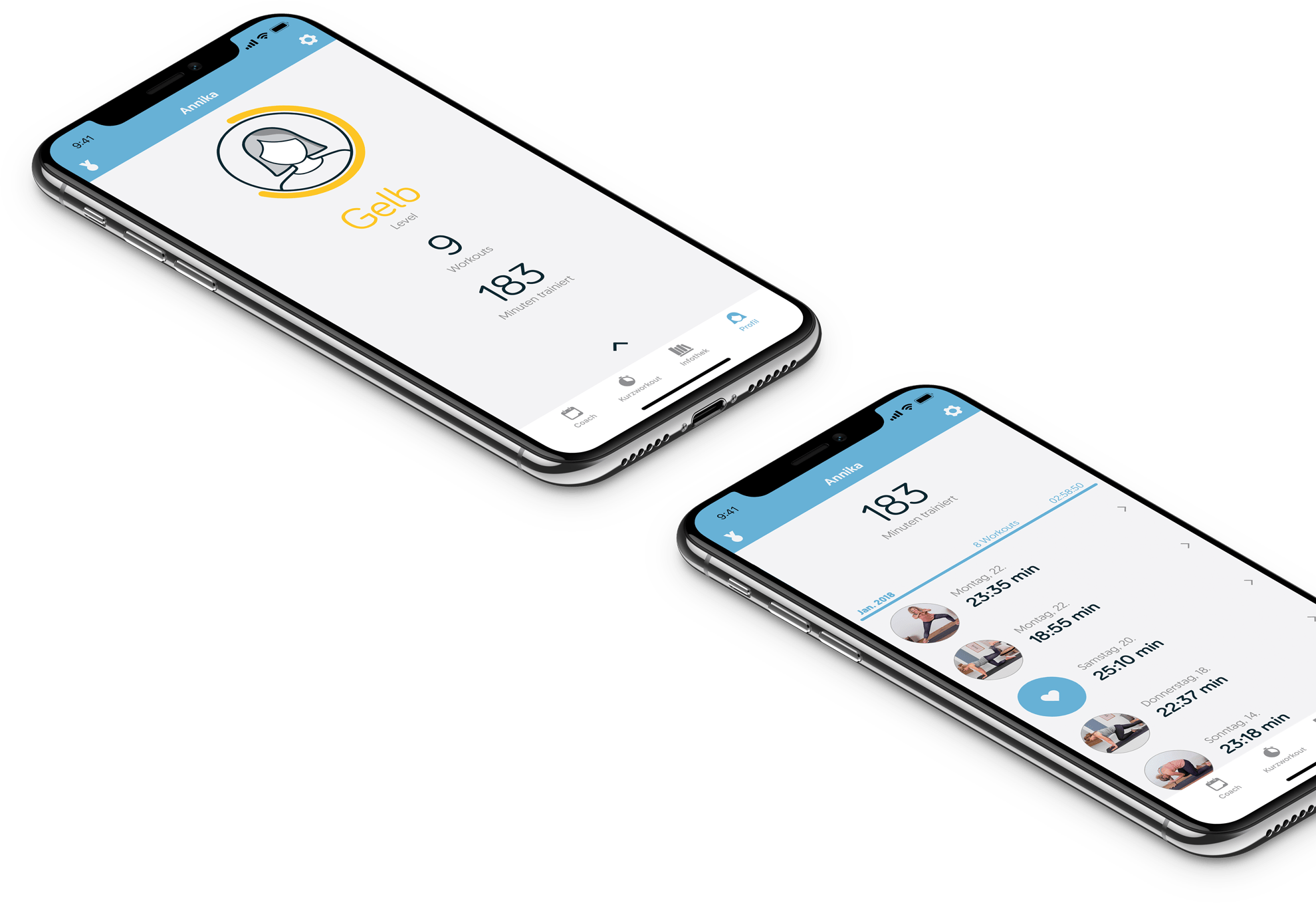 Mommymove Fitness App - Profile and History